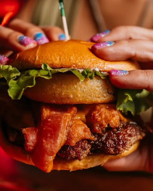 A stacked Boss Burger at Stella's